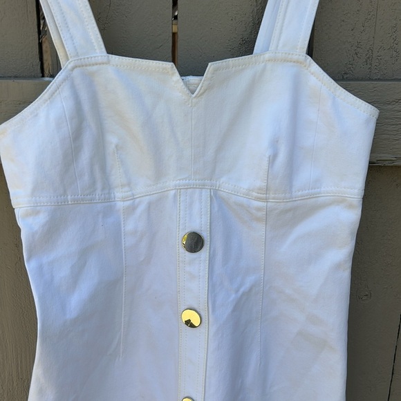 Derek Lam 10 Cosby White Denim Mini Dress Bodycon Sleeveless Spring Summer Sz 4 - Picture 2 of 7